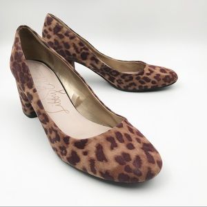 LIBBY EDELMAN Jenna Cheetah Print High Heel Rounded Toe Office Pumps Womens 9.5